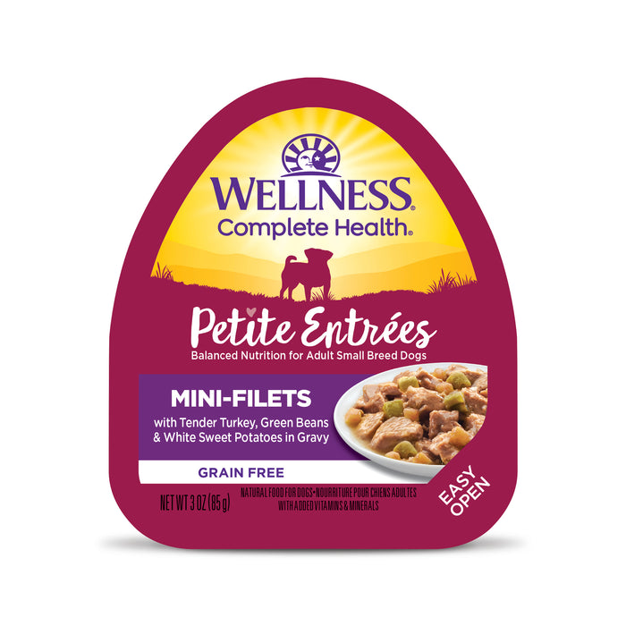 Wellness Petite Entrees Mini-Filets Tender Turkey, Green Beans & White Sweet Potatoes in Gravy Wet Dog Food [Weight: 3 oz]
