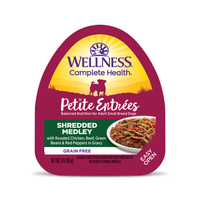 Wellness Petite Entrees Shredded Medley With Roasted Chicken, Beef, Green Beans & Red Peppers Wet Dog Food [Weight: 3 oz]