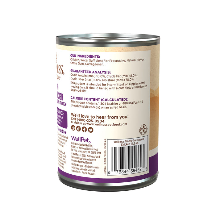 Wellness 95% Chicken Recipe Wet Dog Food [Weight: 13.2 oz]