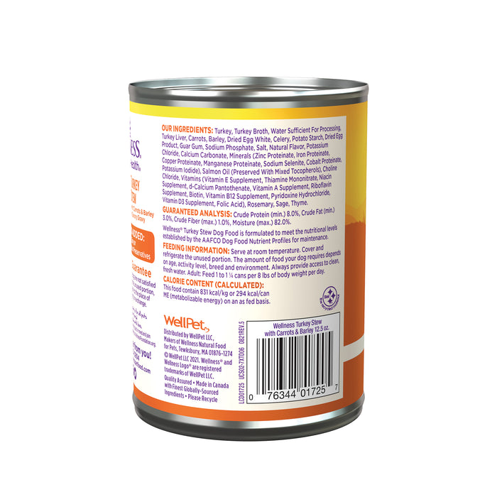 Wellness Stew Turkey with Barley & Carrots Wet Dog Food [Weight: 12.5 oz]