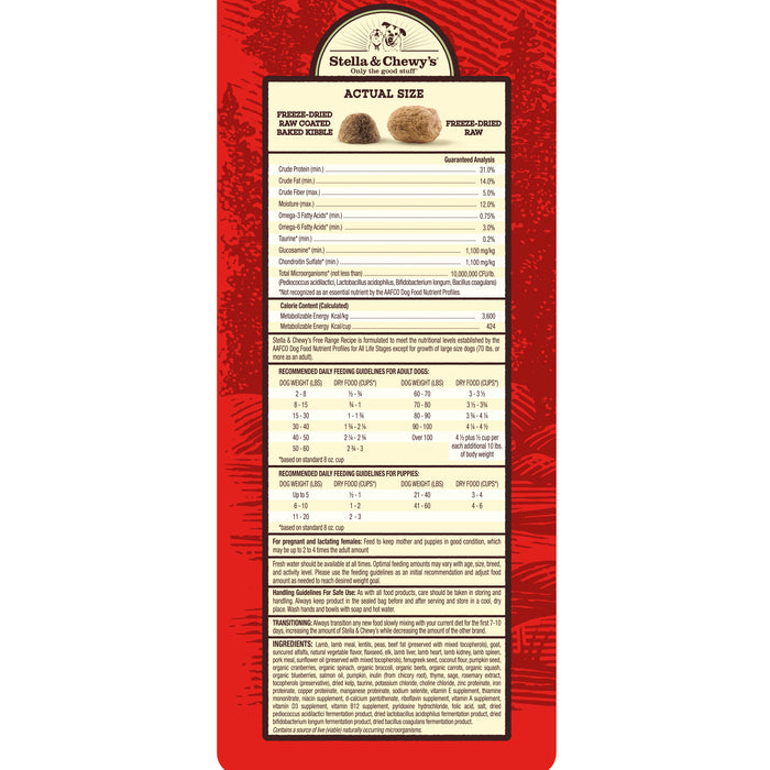 Stella & Chewy's Raw Blend Baked Kibble For Dogs - Free Range (Goat, Lamb & Elk) [Weight : 3.5lb]