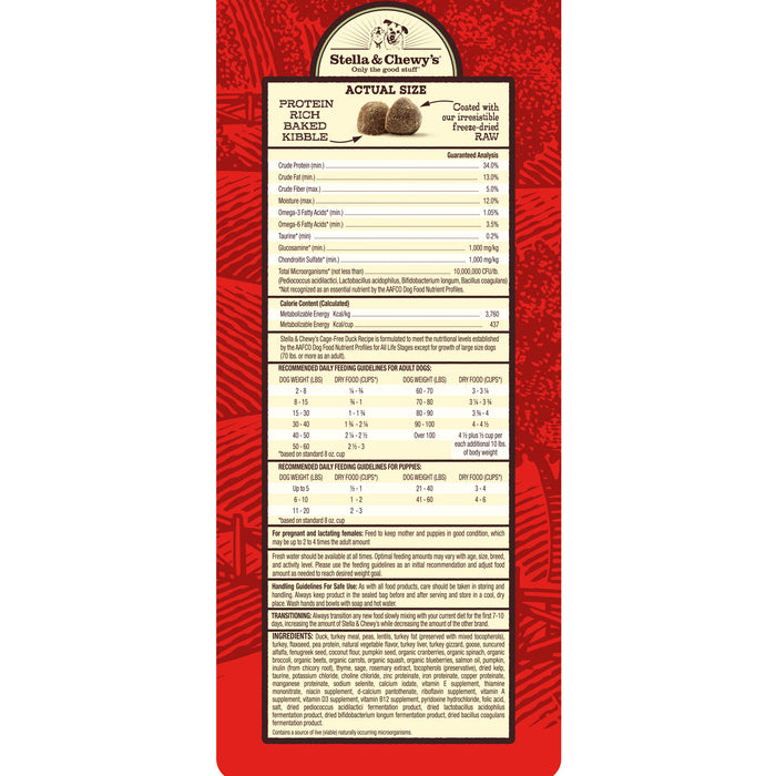 Stella & Chewy's Raw Coated Kibble For Dogs, Duck [Weight : 3.5lb]