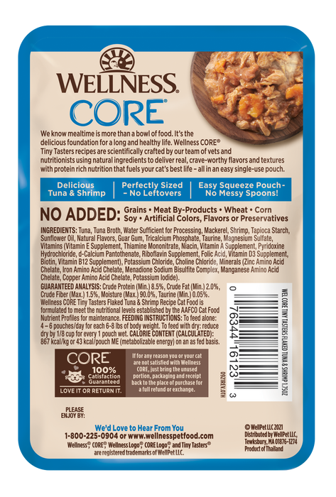 Wellness CORE Tiny Tasters Flaked Tuna & Salmon Wet Cat Food [Weight : 1.75 oz]