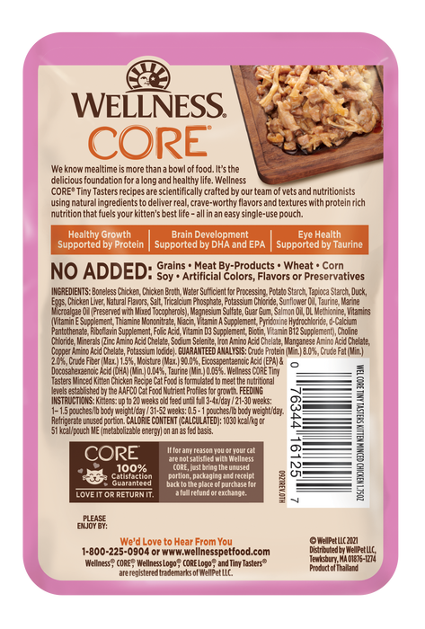 Wellness CORE Tiny Tasters Kitten Minced Chicken Wet Cat Food [Weight : 1.75 oz]