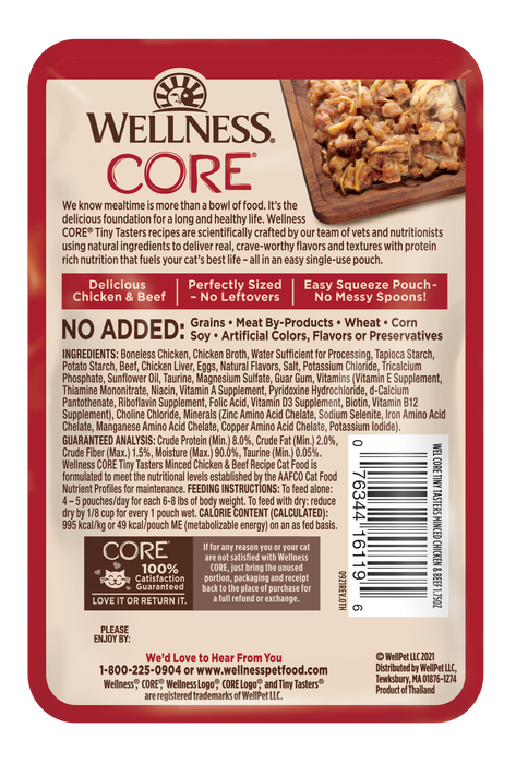 Wellness CORE Tiny Tasters Minced Chicken & Beef Wet Cat Food [Weight : 1.75 oz]