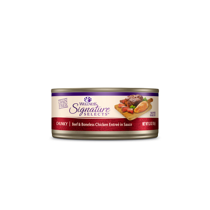 Wellness CORE Signature Selects Chunky Beef & White Meat Chicken Entree in Sauce Canned Cat Food [Weight : 5.3 oz]