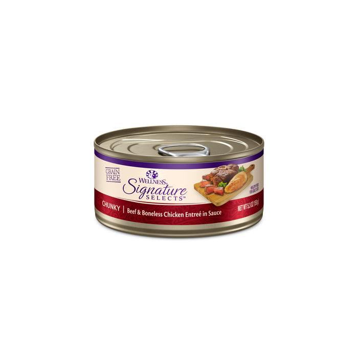 Wellness CORE Signature Selects Chunky Beef & White Meat Chicken Entree in Sauce Canned Cat Food [Weight : 5.3 oz]