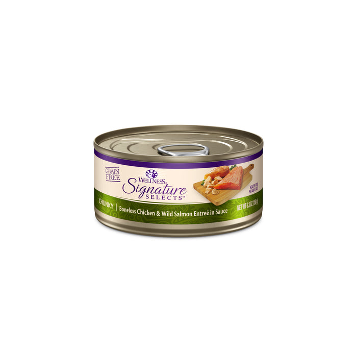 Wellness CORE Signature Selects Chunky Boneless Chicken & Wild Salmon Entree in Sauce Canned Cat Food [Weight : 5.3 oz]