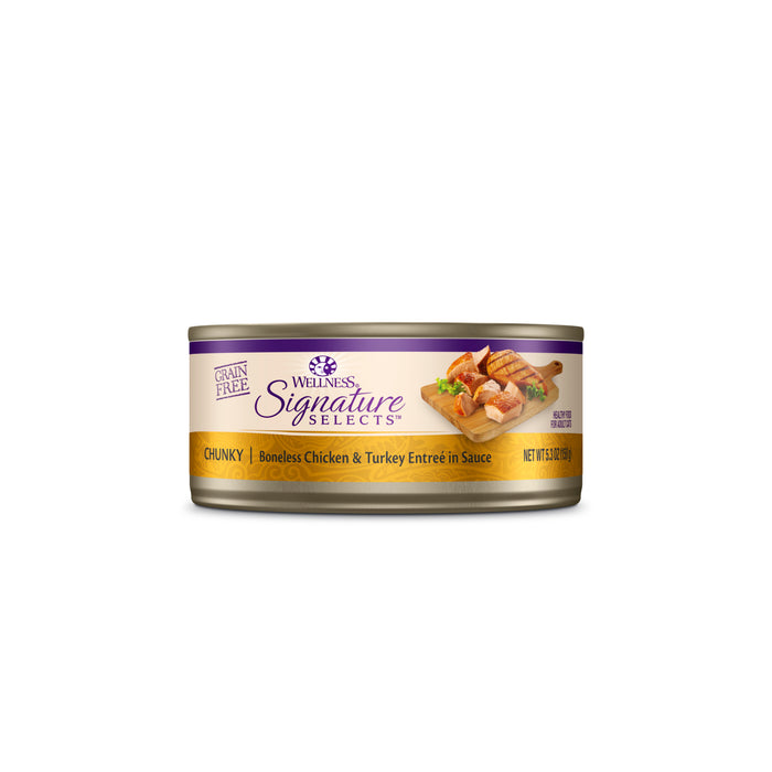 Wellness CORE Signature Selects Chunky Chicken & Turkey Entree in Sauce Canned Cat Food [Weight : 5.3 oz]