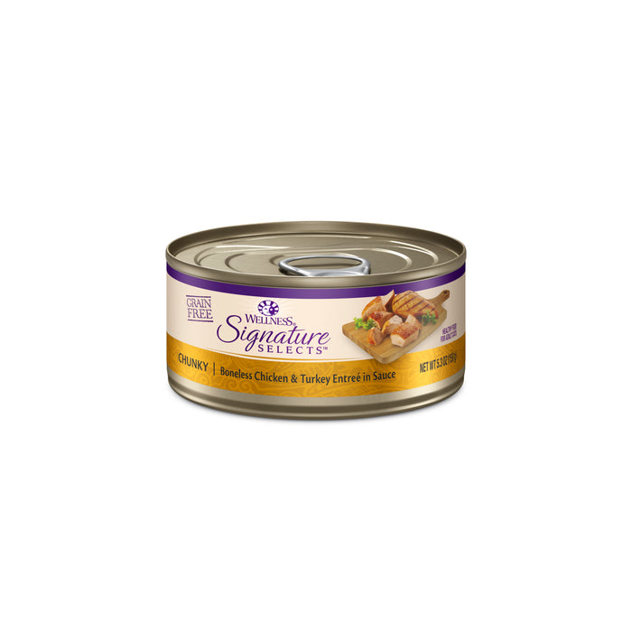Wellness CORE Signature Selects Chunky Chicken & Turkey Entree in Sauce Canned Cat Food [Weight : 5.3 oz]